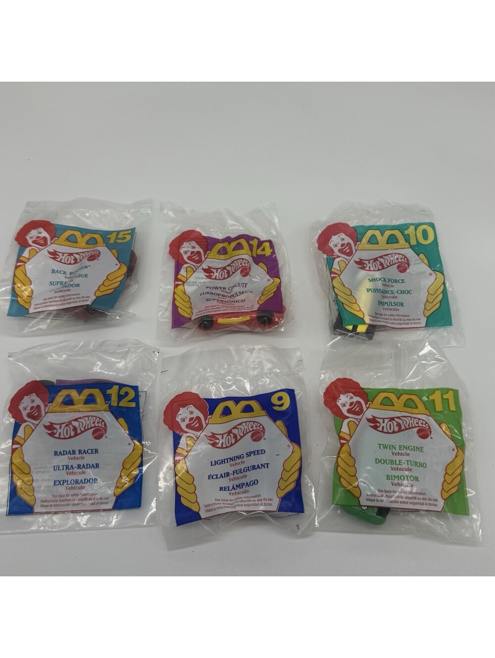 Vtg 1993 1994 Hot Wheels McDonald's Happy Meal Toy Lot of 6 Factory Sealed